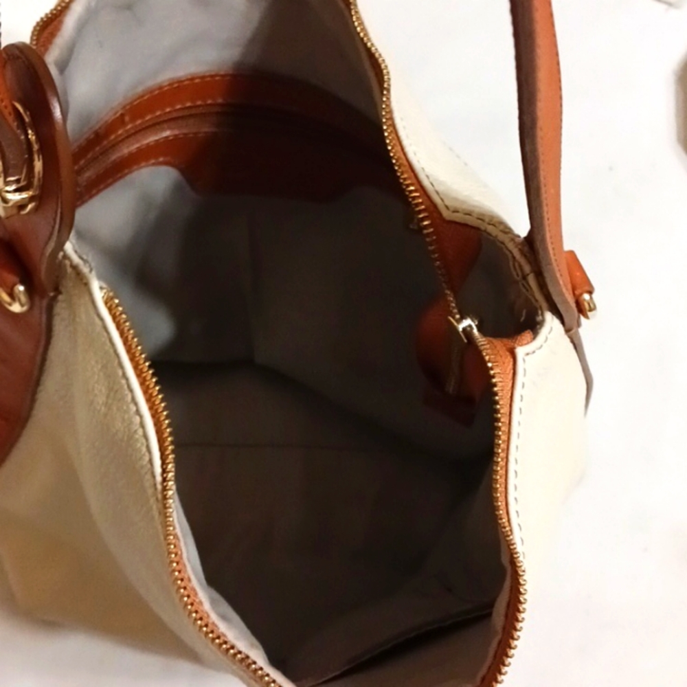 Valentina Cream and Brown Leather Crossbody Bag - Picture 8 of 11